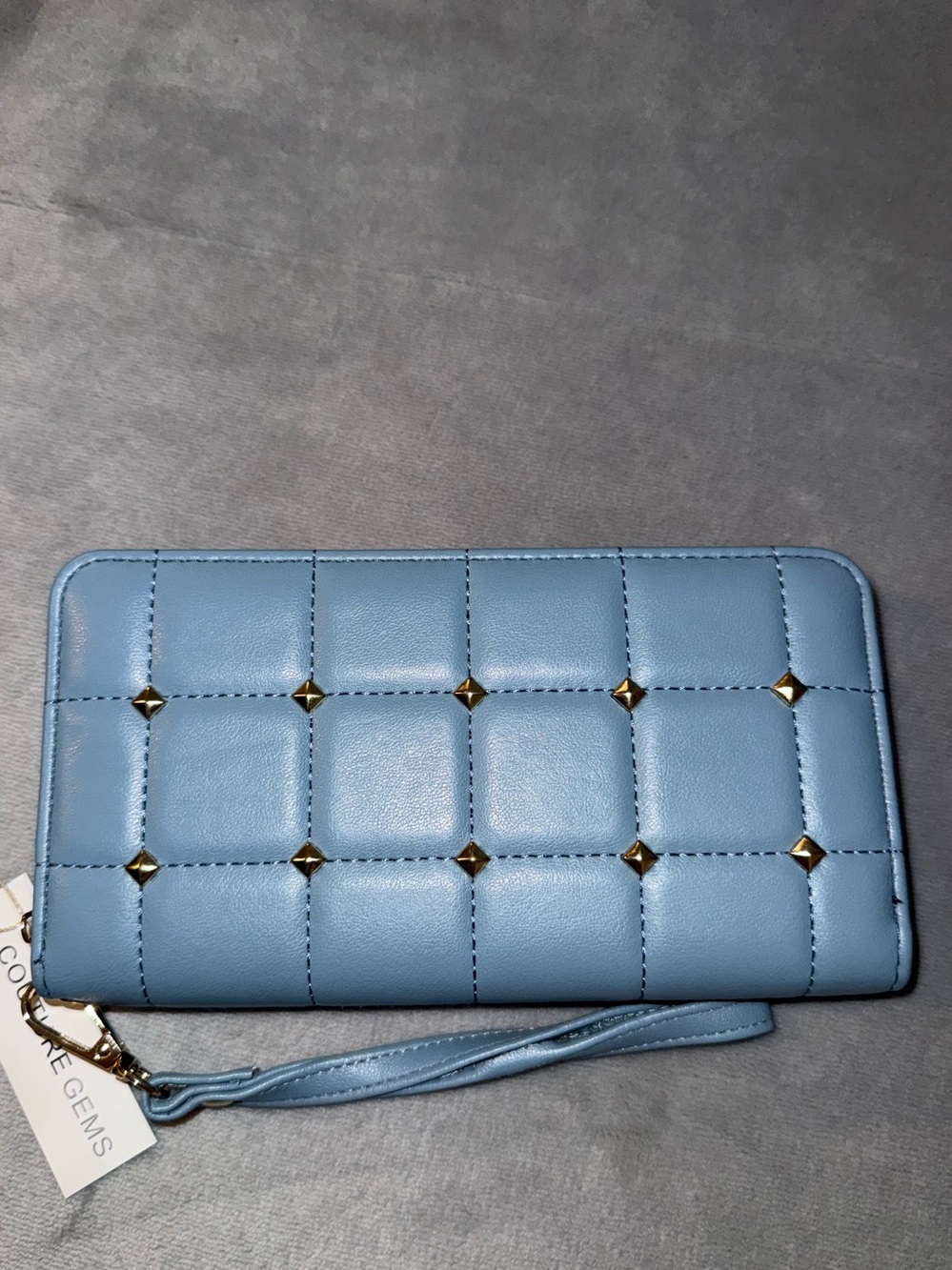 COUTURE GEMS Quilted Zip Continental Wallet w/Studs - NWT